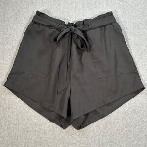 Dizzy Lizzy Paper Bag High Waisted Shorts Women's 2X Black Belted Pockets